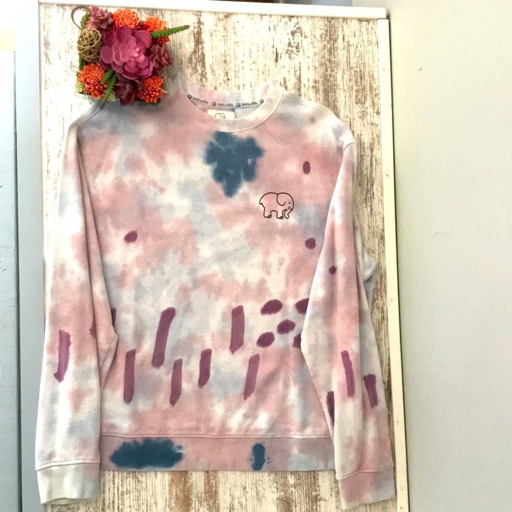 Ivory Ella size large tie-dye 100% organic cotton sweat shirt sweater